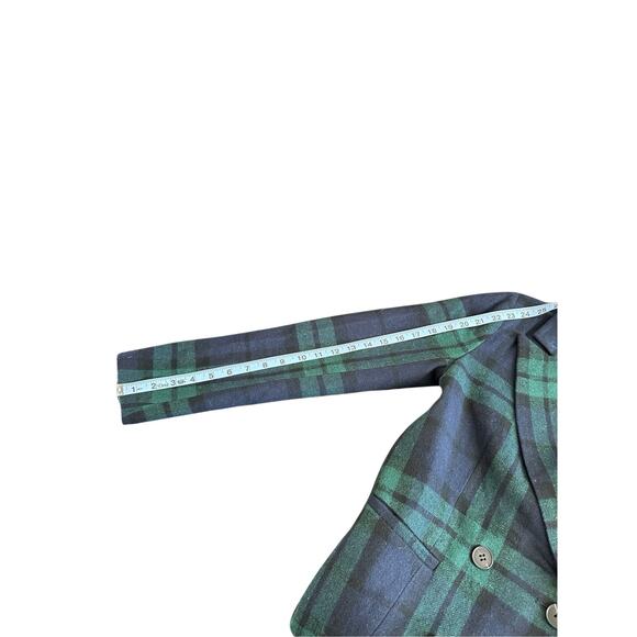 Avec Les Filles Navy Plaid Preppy Dark Academia Double Breasted Blazer Size XS - Picture 14 of 14